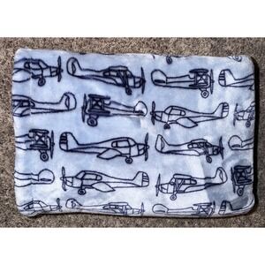 Hudson Baby Blanket Blue Airplane Plane Plush White Sherpa HB Security Lovey